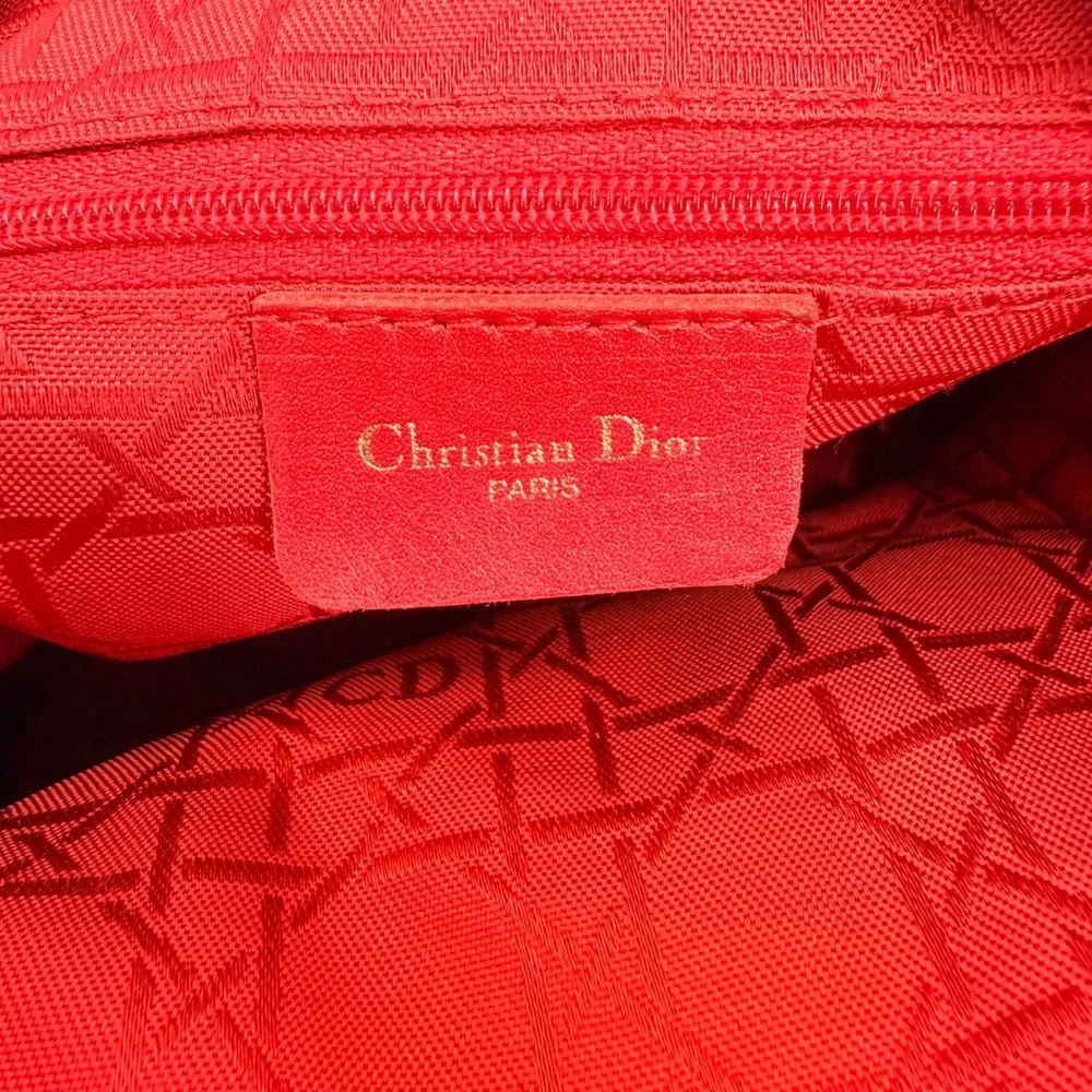 Vintage Dior Lady Dior Nylon Handbag Black Quilted Cannage Gold Charm Classic